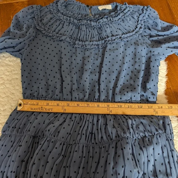 Sandro clip dot ruffled mini dress 38 - Picture 13 of 15